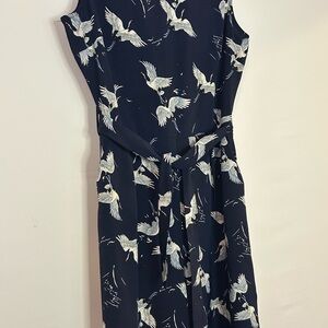 Navy Crane Print Jumpsuit